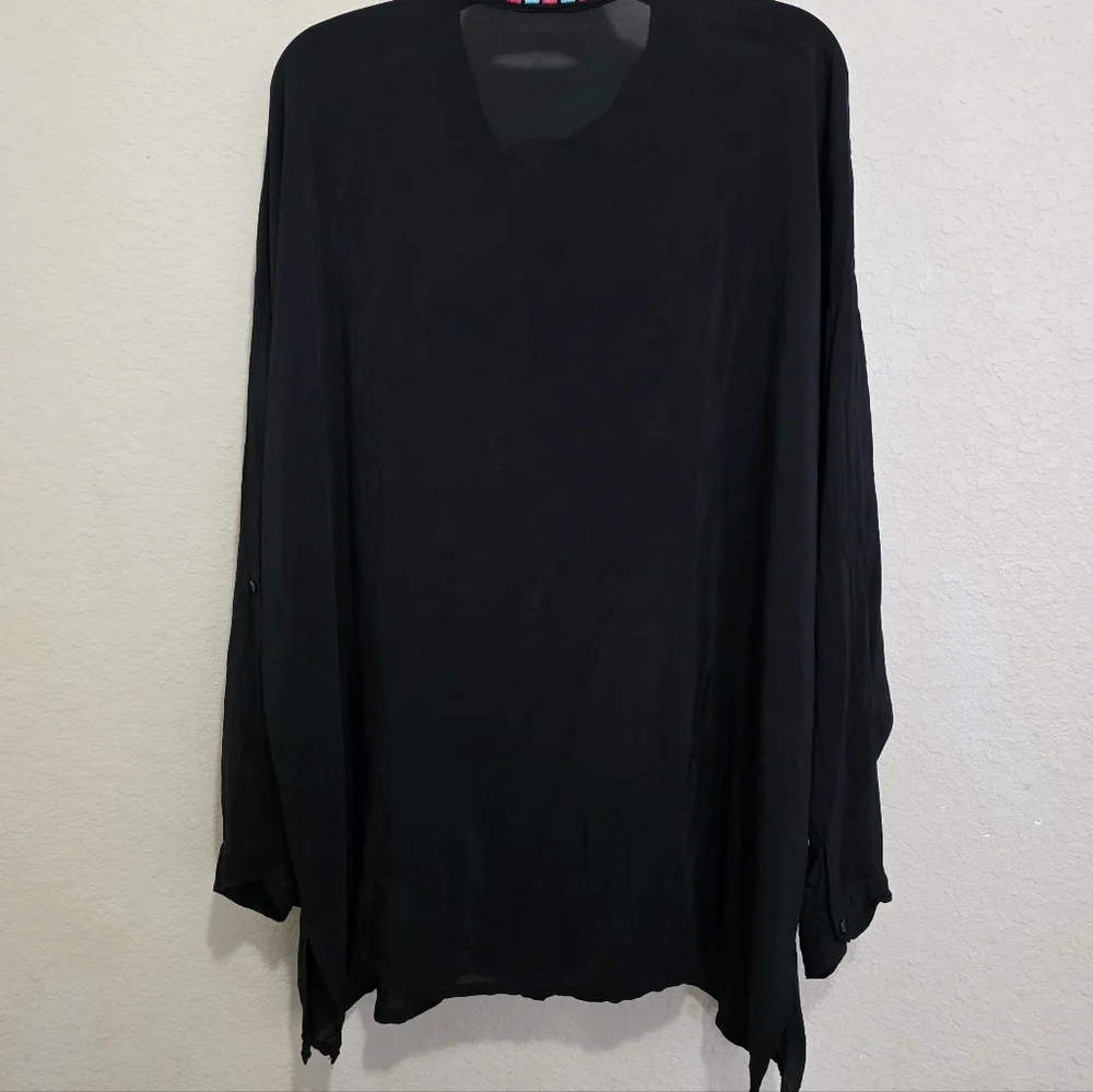 Johnny Was Embroidered Tunic Top Cupra Rayon Floral Hummingbird Feathers L - Picture 5 of 6